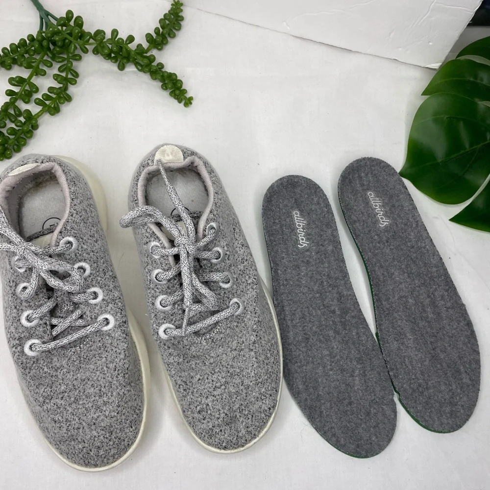Allbirds wool runners Light dapple grey cream sole womens Tennis Shoe Sz 7. - Picture 10 of 11